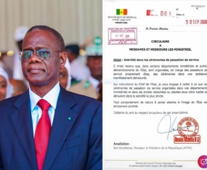 Passations de service : le Premier ministre appelle à la sobriété Passations de service : le Premier ministre appelle à la sobriété